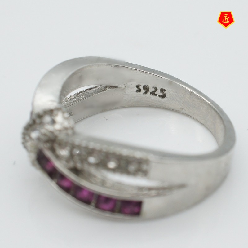 [Ready Stock]Fashion Amethyst Diamond-Studded Ring