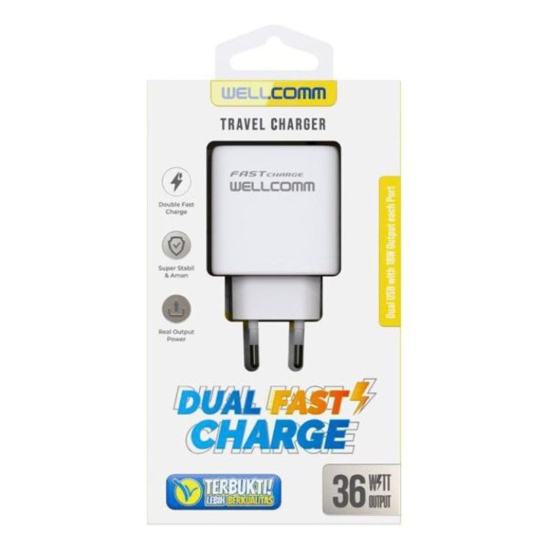 Charger Double USB FAST CHARGER | VOOC | 36W TYPE-C - MICRO USB original wellcomm