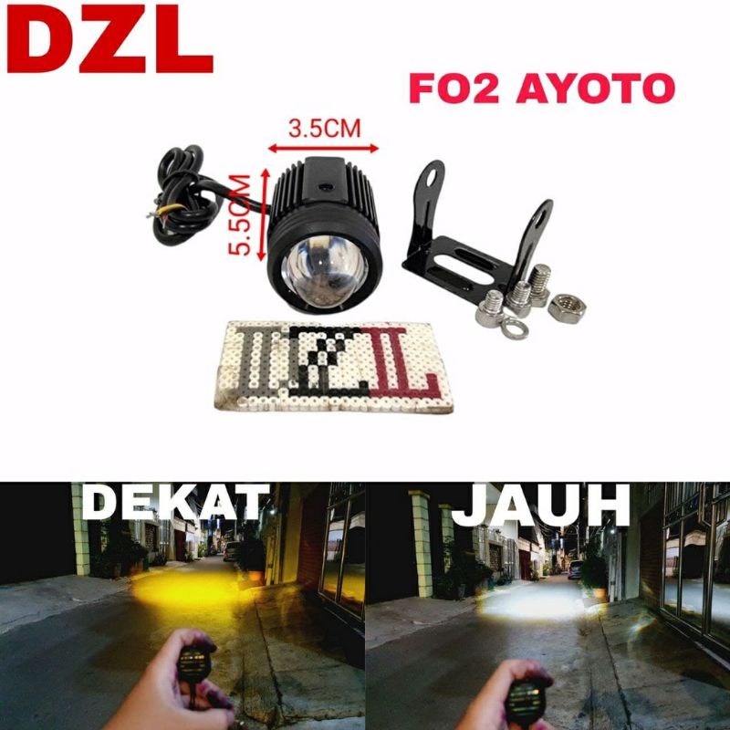 lampu tembak led laser d2 ayoto f02 2 warna 36 watt high low ac dc