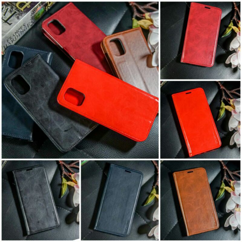 OPPO A5 A9 A12 RENO 4 5 A53 A33 A93 RENO 4F F17 PRO FLIP MAGNET KULIT CANVAS DIARY LEATHER CASE CASING