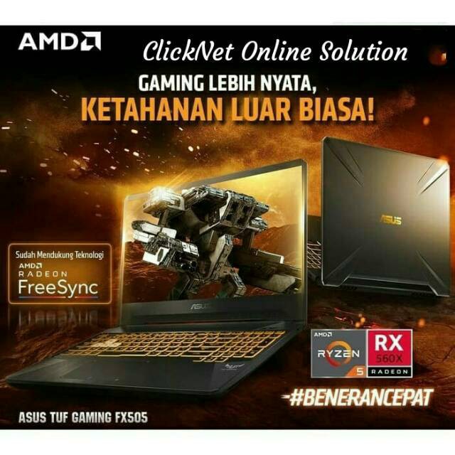 LAPTOP ASUS TUF FX505DY-R5697T AMD Ryzen 5-3550H- 8GB DDR4- 512GB SSD- RX560X 4GB- 15,6"FHD- WIN10