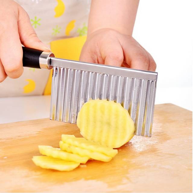 Pisau Gelombang Kentang Buah Timun Wortel Kripik Wave Slicer Knife