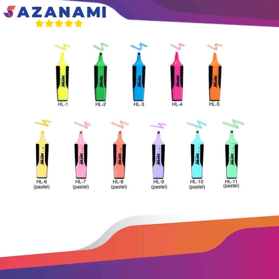 

JOYKO HIGHLIGHTER 5 WARNA HIJAU KUNING OREN PINK BIRU