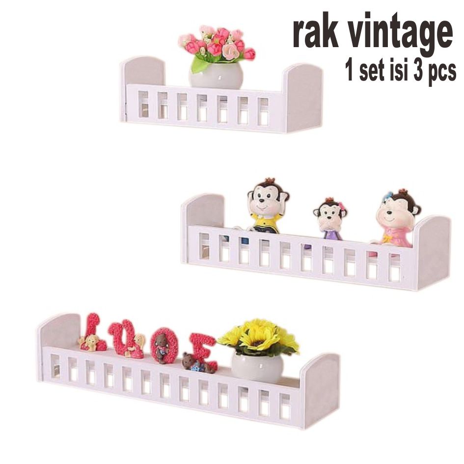 Queen_Fashions rak dinding minimalis 1set isi 3pcs diy gantung vintage