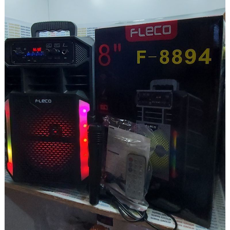 SPEAKER BLUETOOTH FLECO F-8894 BONUS MIC KARAOKE+ REMOTE MP3 AUDIO FM RADIO USB