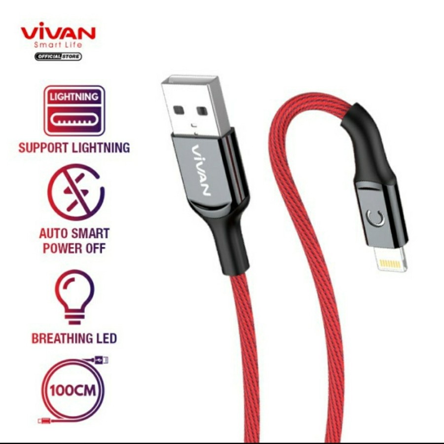 VIVAN VZL100 LIGHTNING KBEL DATA CABLE AUTO SMART POWER OFF IPHONE - KA