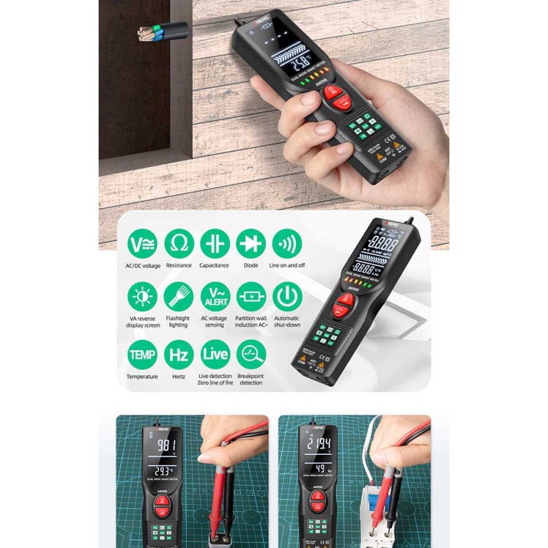 Slim Multimeter Multitester Digital Voltage Tester Pengukur Arus AN9