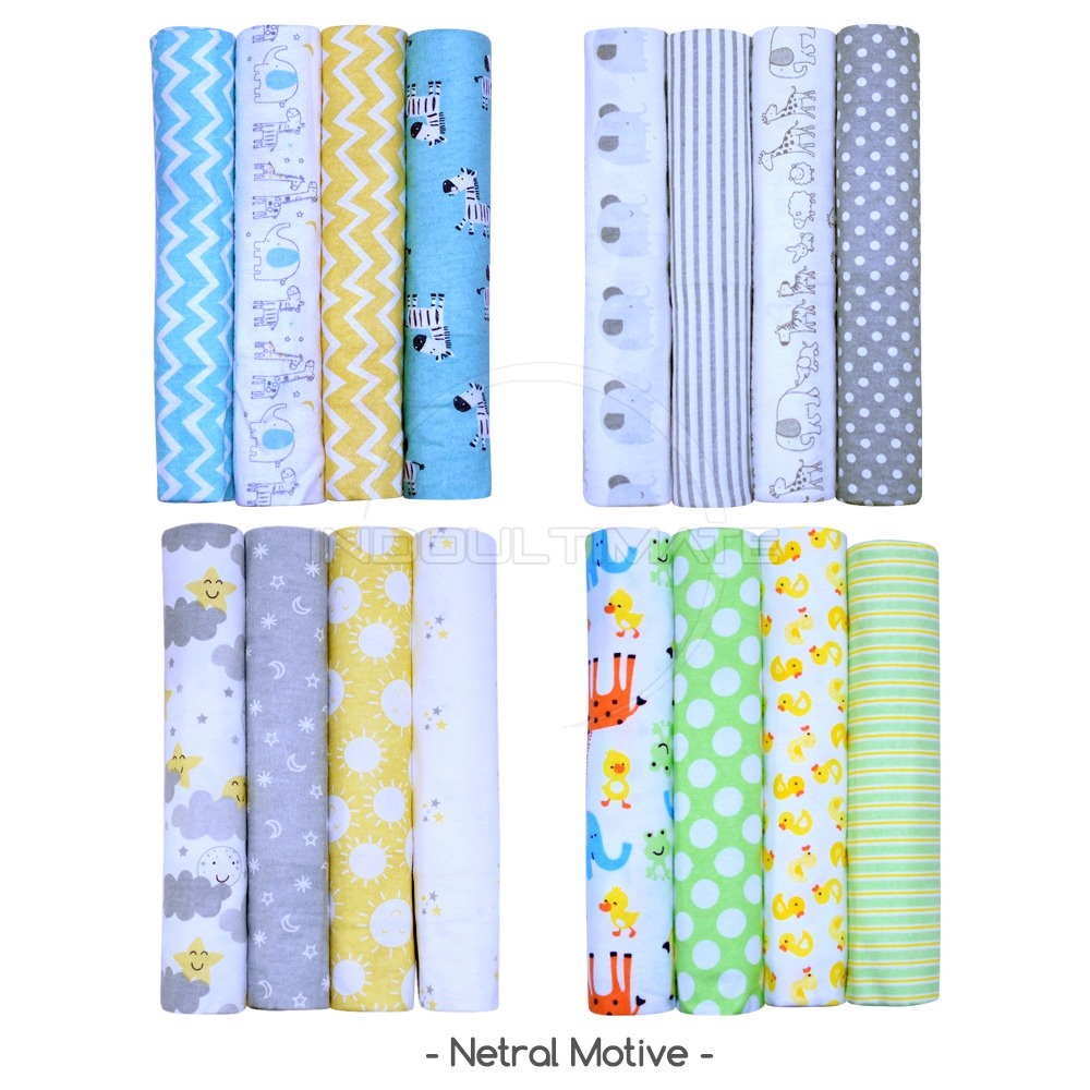 BEDONG BAYI 4 PCS JUMBO 97 cm x 76 cm / Bedong Kain Motif HA BC-206 bedong flanel import