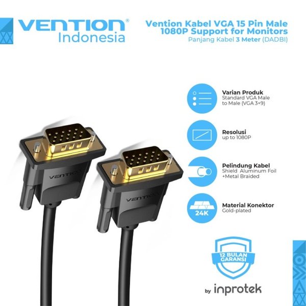 Vention Kabel VGA Male to Male HDTV Digital Video 3Meter - DADBI