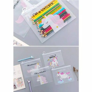 [Premium Store] Tempat Pensil Unicorn & Pink Panther / Tempat Pensil / Tempat Peralatan Make Up / Tempat Skincare / Tempat Kosmetik Transparant-1