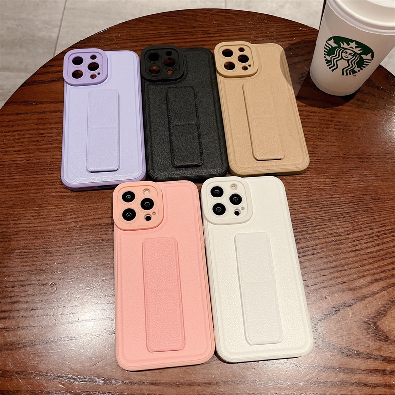 Soft Case Bahan Kulit Dengan Stand Magnetik Untuk iPhone 13 12 11 Pro X XS MAX XR SE2 7 8 Plus