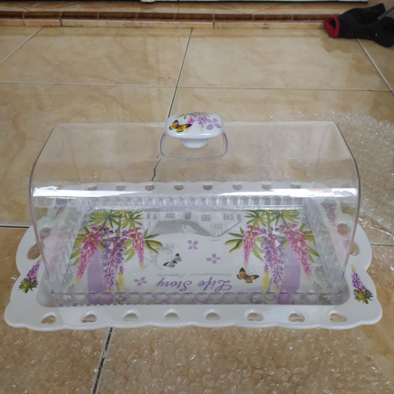 tempat kue basah fiorenza ,motif lavender cake plate
