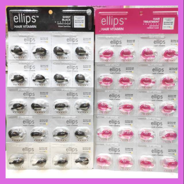 [BLISTER BESAR 20PCS] Ellips Hair Vitamin Rambut Isi 20 Butir PINK &amp; HITAM