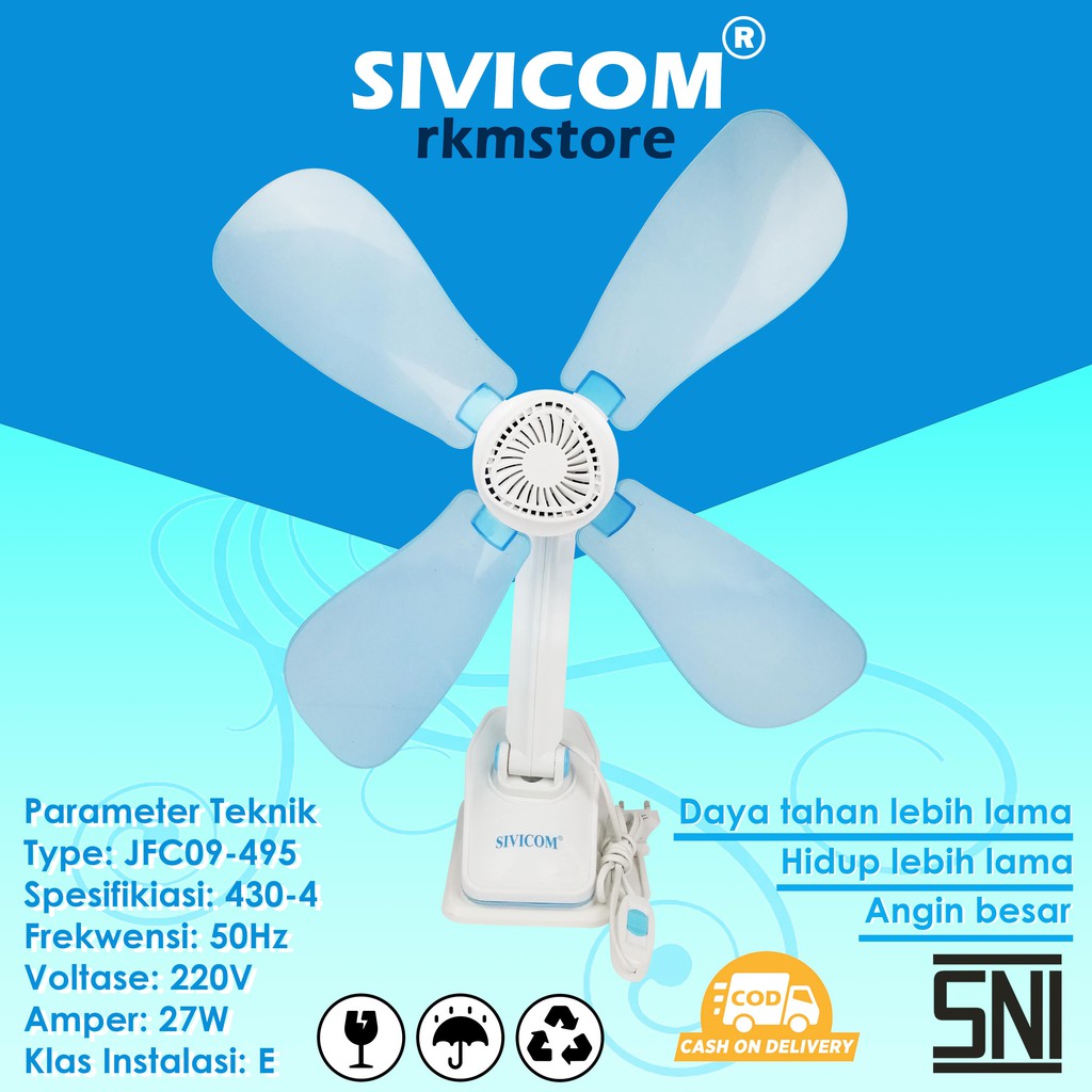 Kipas Angin Jepit SIVICOM 4 baling 27watt