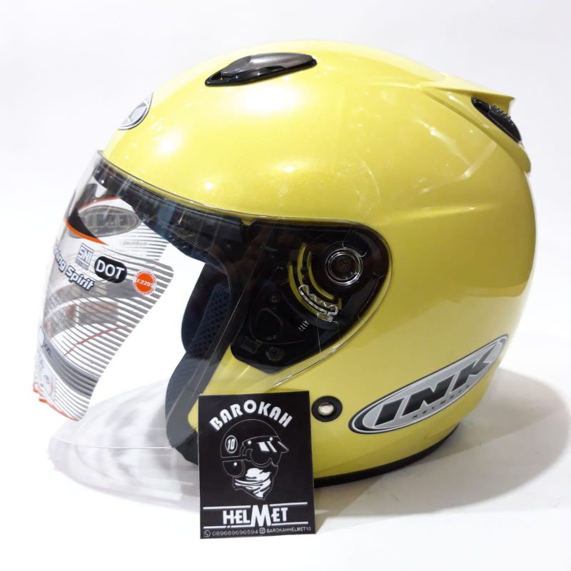 Helm ink centro jet kuning lemon original half face