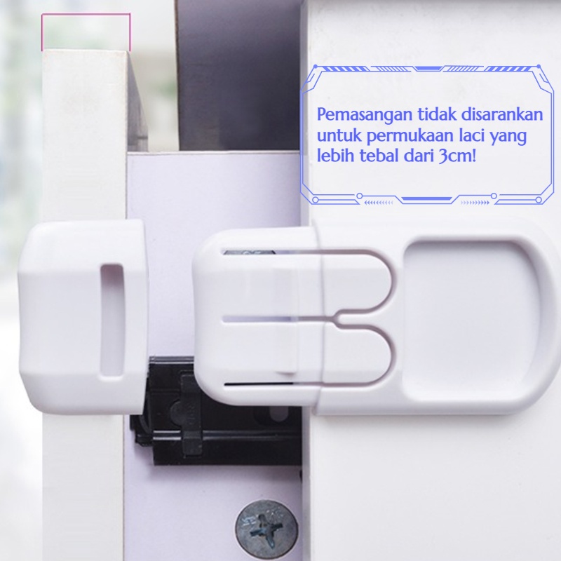 Yamata Kunci Laci / Lock Drawer Pengaman Laci Lemari Meja Bayi Baby Safety / Kunci Pengaman Pintu / Kunci Plastik / Kunci Pengaman