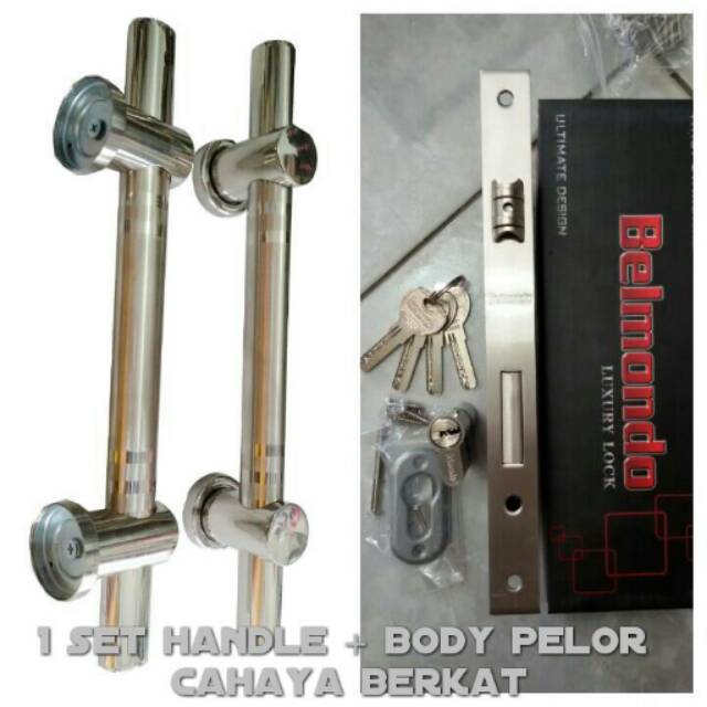 handle pintu stainless oval 33cm 1set+kunci