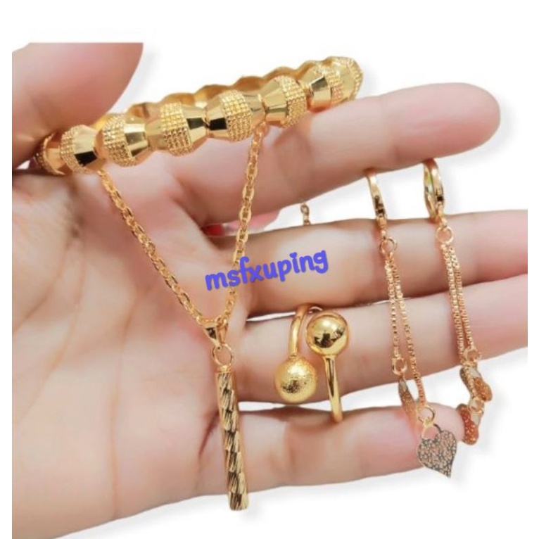 Set perhiasan wanita xuping lapis emas batu permata zircon S4472