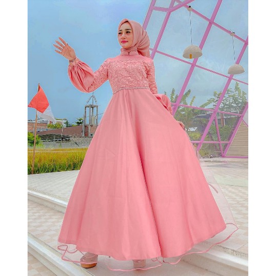 Baju Gamis Muslim Terbaru 2021 Model Baju Pesta Wanita kekinian Bahan Katun Kekinian ABG remaja