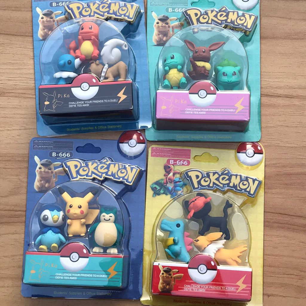 PENGHAPUS POKEMON HAPUSAN ISI 3 PCS HAPUSAN ALAT TULIS PERLENGKAPAN SEKOLAH KUALITAS IMPORT TERMURAH