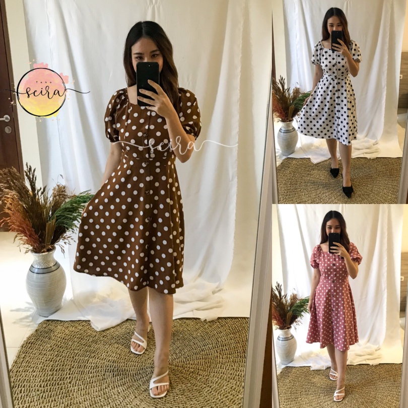 [BISA COD] MEGAN DRESS - Casual Midi Dress / Party Dress / Baju Bangkok Premium Import