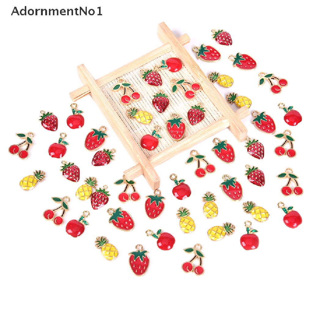 (AdornmentNo1) 10pcs / Set Liontin Bentuk Buah Ceri Bahan Alloy Untuk Kerajinan Tangan DIY