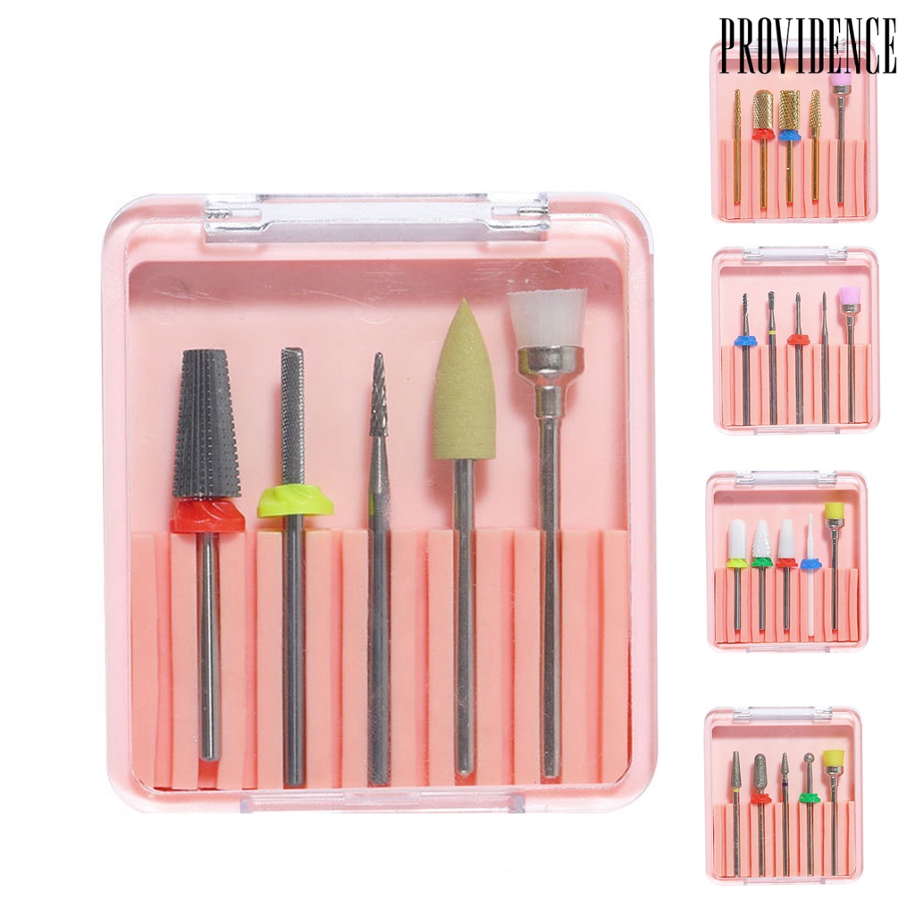 Providence 5Pcs/Set Straight Grooved Nail Grinder Bit 5 Models Tungsten Steel Christmas Sanding Polishing Removing Cuticle Nail Drill Bits for Manicure