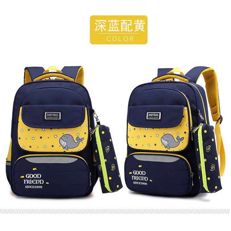 Tas Sekolah untuk Gadis Remaja Sekolah Fashion Tas Ransel Sekolah untuk Anak-anak Tas Hitam Bagpack-NAVY-YELLOW