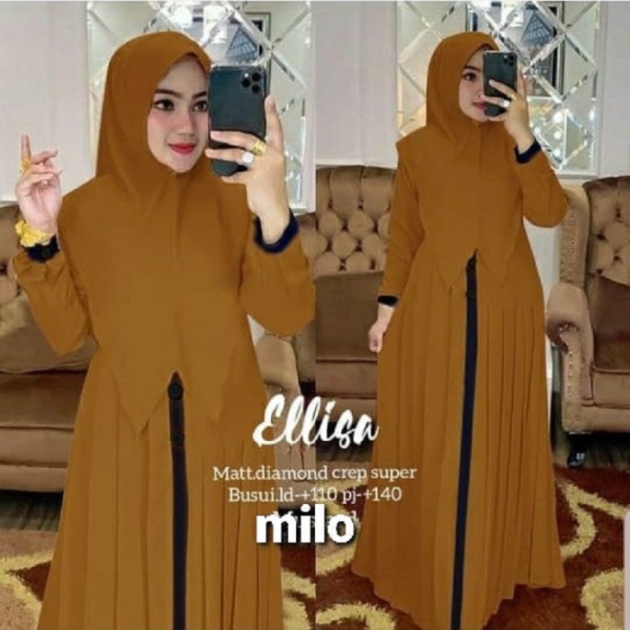 SYARI ELLISA MILO [Gamis 0100] UAF Baju Gamis Wanita Terbaru