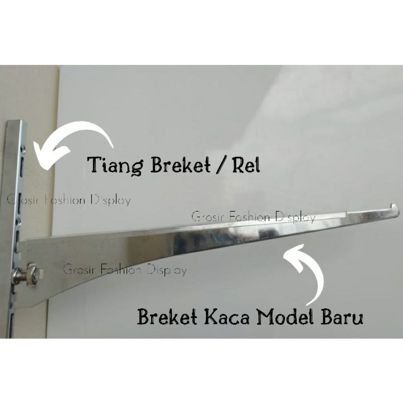 Daun Breket Briket Bracket Kaca Berbagai Ukuran / Siku Penyangga Kaca / Dudukan Kaca / Ambalan  (Bh)