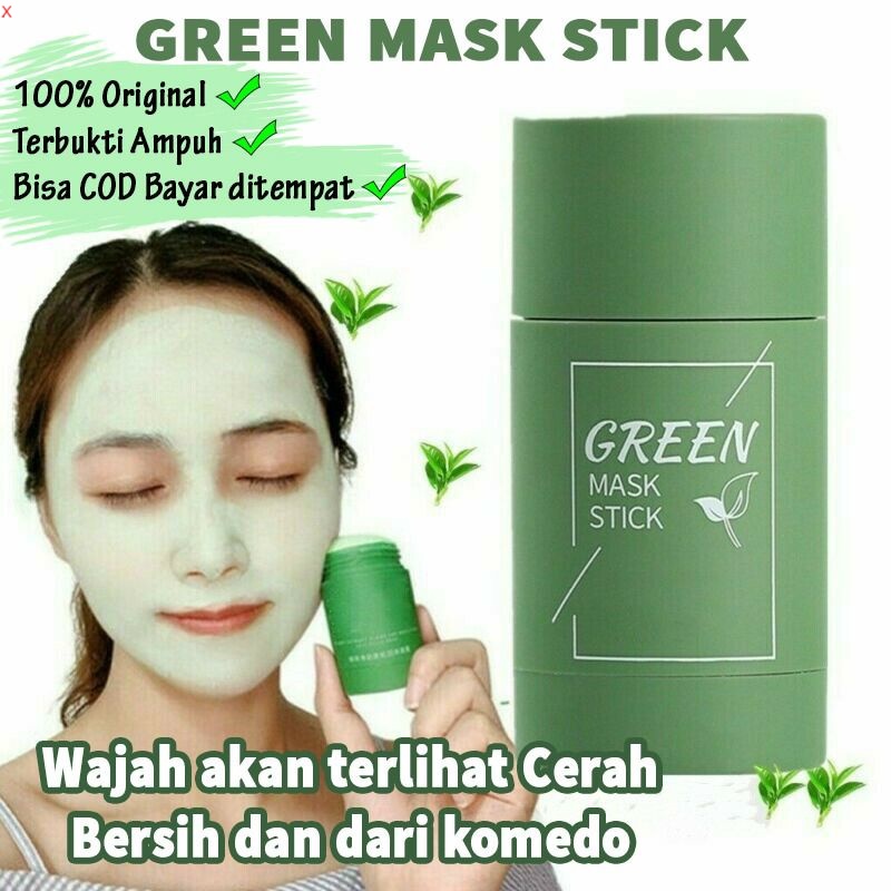 Green Mask Stick ORIGINAL 100%, Membersihkan Noda Jerawat, Komedo, Mencerahkan Wajah , Dan Menghalus