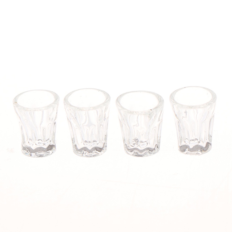 【beautifulhome12.id】4pcs/set Dollhouse Miniature Accessories Mini Resin Transparent Cup Simulation Model