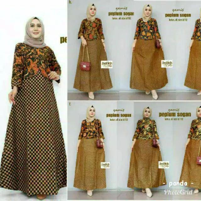 Gamis Batik Peplum Sogan