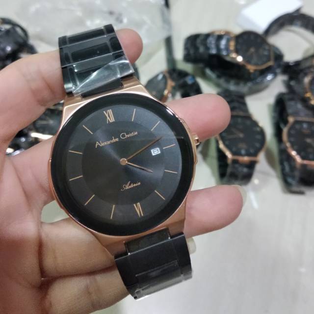 jam tangan pria Alexandre Christie AC 8612 rosegold black