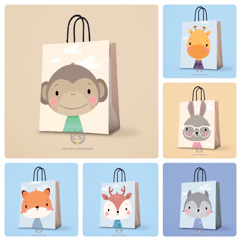 

paper bag animal woodland/Paper bag kado/paper bag kertas kado/goodie bag/tas kado paper bag/paper bag kado ulang tahun/tas kertas/hampers birthday/souvenir ultah/paperbag custom/paper bag lucu/tas goodie bag/tas kado/kotak kado/kertas kado