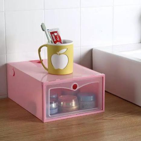 Import Terbaik HC Kotak Sepatu Transparan Susun Model Laci / Rak Plastik Sepatu Multifungsi Perbox P