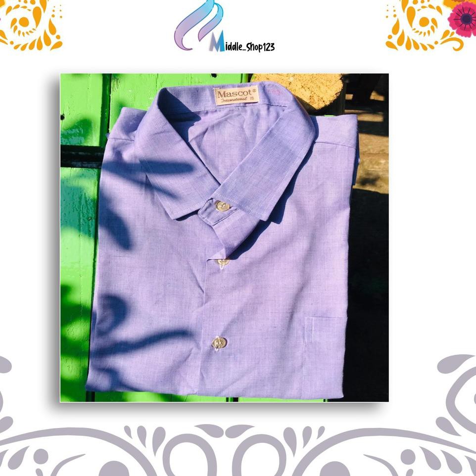 SPOT!!!! Kemeja Lengan Pendek Bahan Adem Warna Ungu Tua Unisex