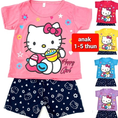 ( Grosir ) 1-5 thun MIX setelan PDK kaos anak perempuan ( 50 pcs =1 klik) baju random gambar campur pakaian