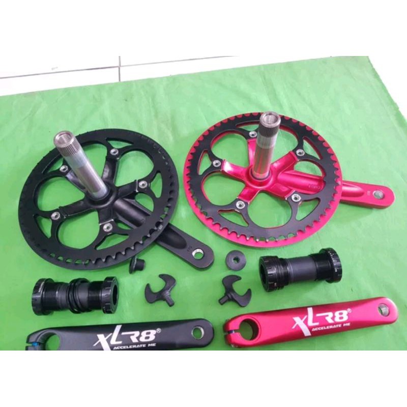 Crankset Crank HT2 Hollowtech II merk XLR 8 include BB arm 170 mm. folding bike seli crank arm sepeda merk