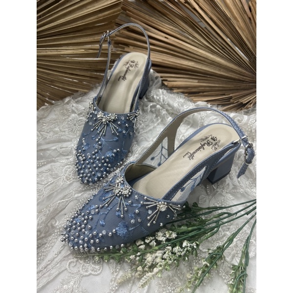 sepatu wanita wedding rullne iceblue 5cm tahu