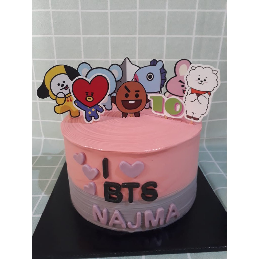 Kue Ulang Tahun Anak Tema Bt21 Bts Korean Cake Shopee Indonesia