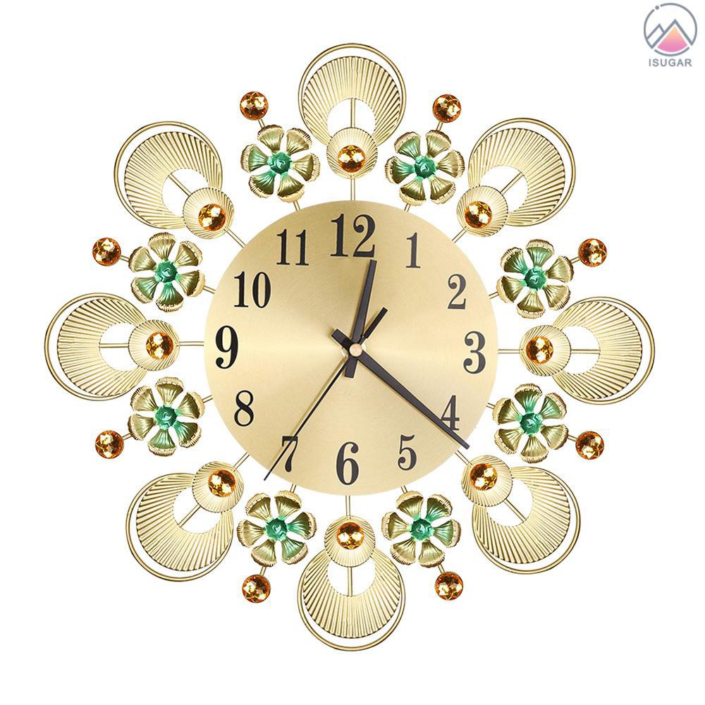 Retro Luxury Decorative Flower Diamond Round Quartz Clock Art Wall Clock Mute Home Living Room Shopee Indonesia