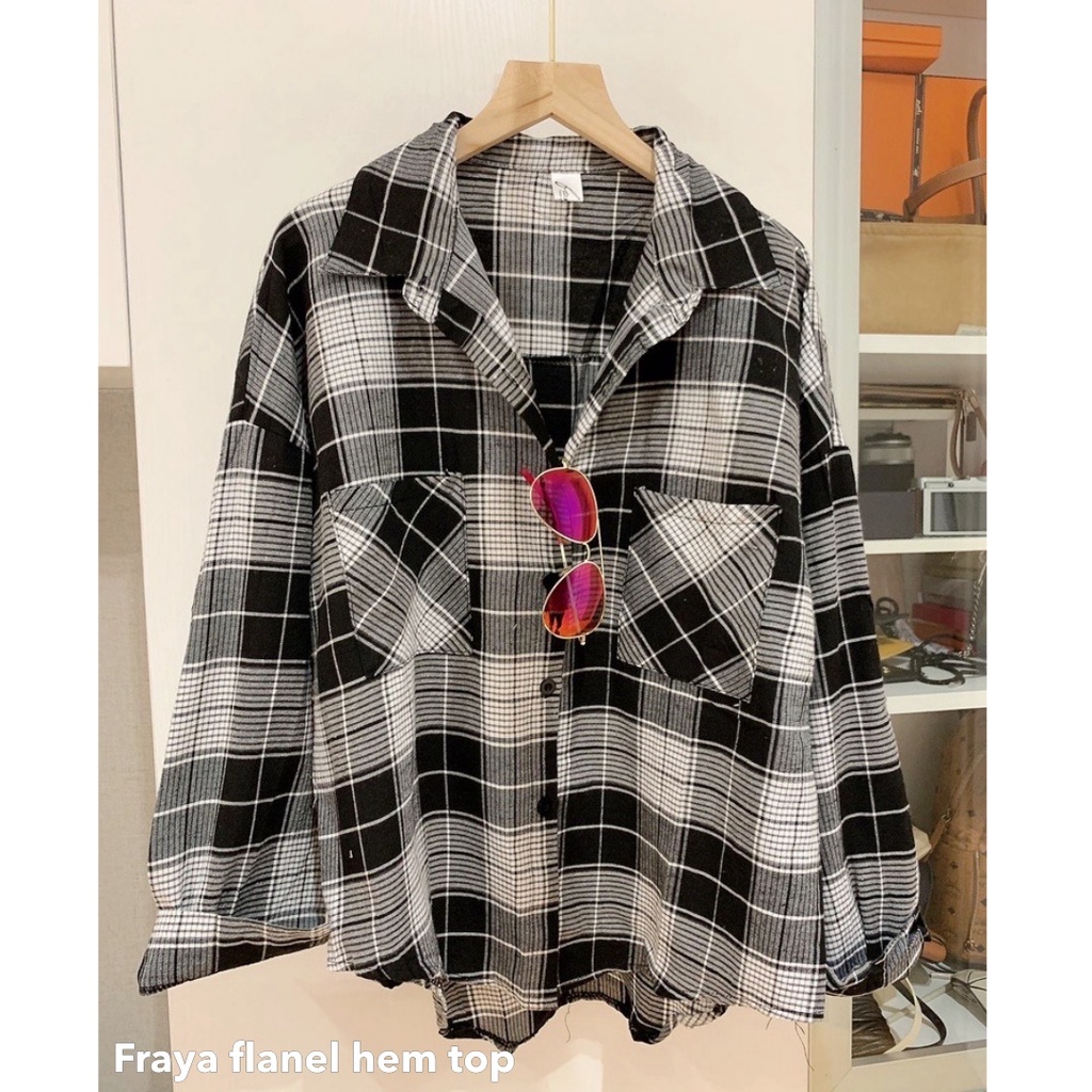 Fraya flanel hem top - Thejanclothes