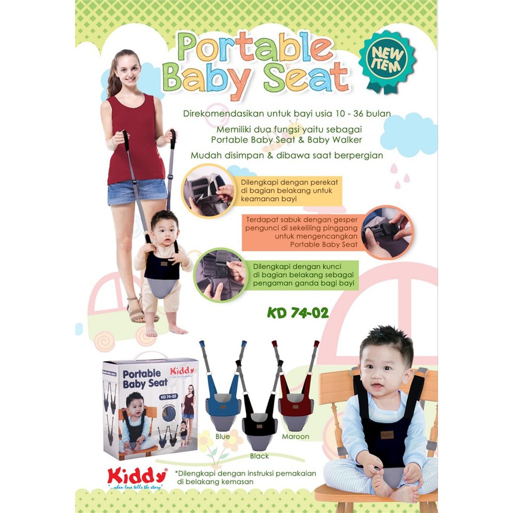 KIDDY Portable Baby Seat and Baby Walker KD 7402 / Baby Walker / Baby Walking Assistant / Alat Bantu