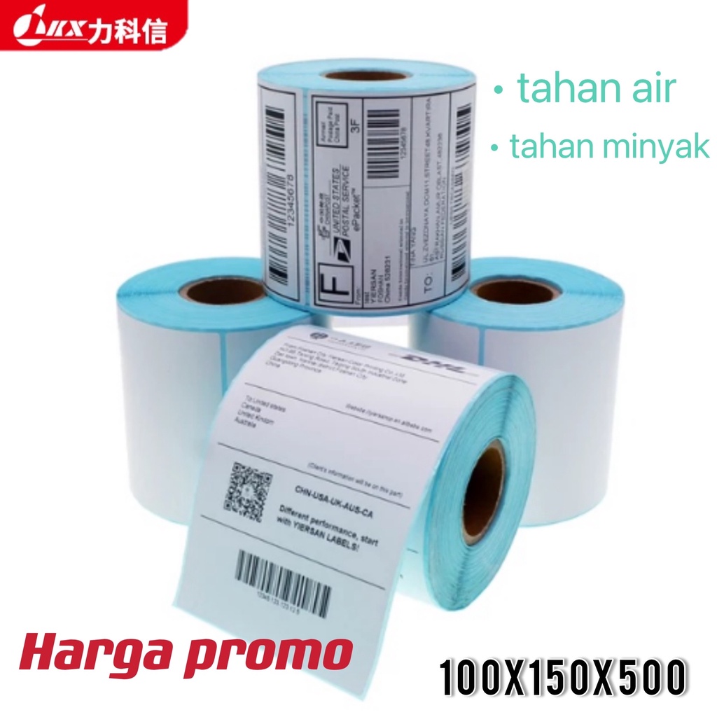 Kertas Resi Label Thermal Barcode Roll A6 100x150mm isi 500 Pcs