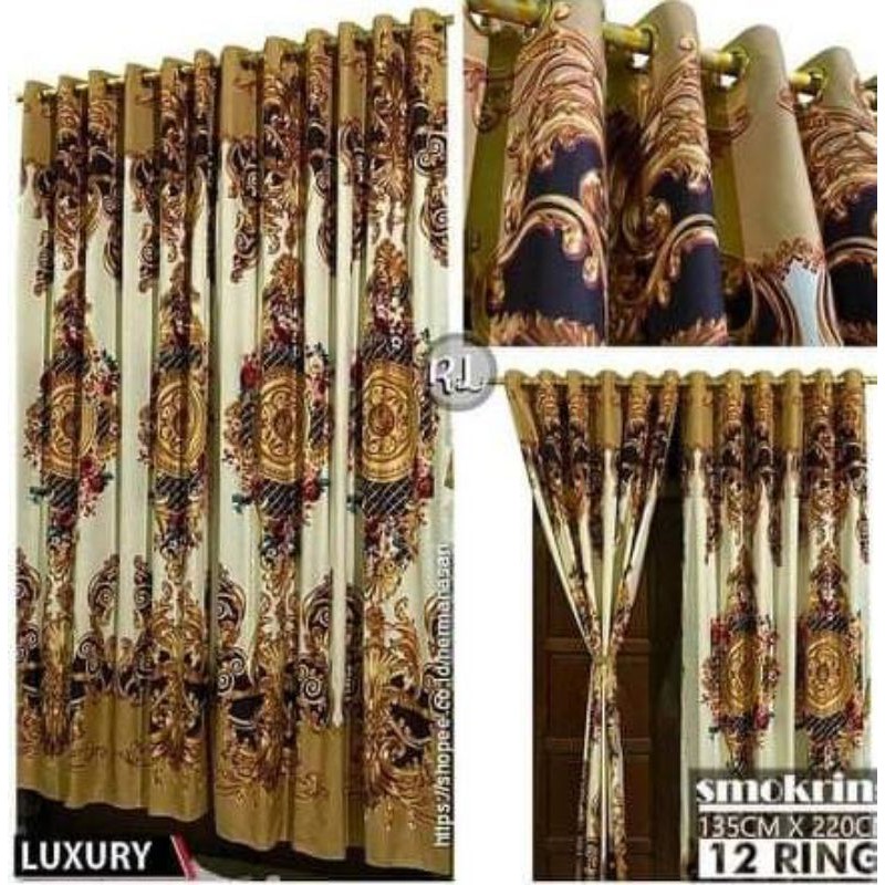 Gorden smokring motif Luxuri gorden smokring 12 ring murah berkualitas/gorden smokring 12 ring 135x2
