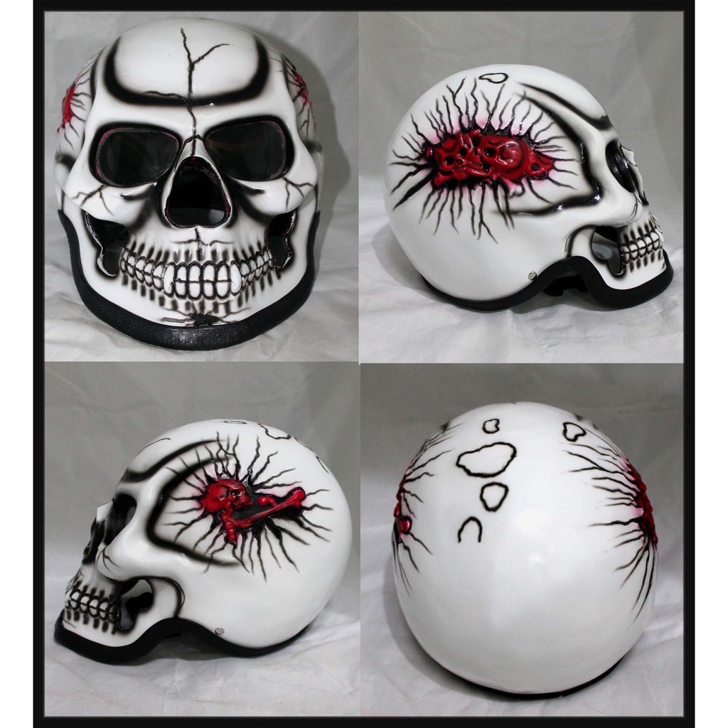 Helm Tengkorak Fullface Airbrush 3 Dimensi.