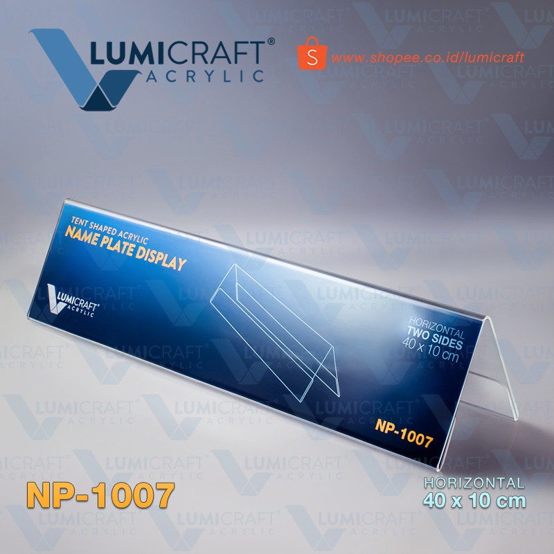 

Display Nama Ruang Rapat Acrylic Jumbo model Tenda (Name Plate / Tent Card Akrilik) 40 x 10 cm | Lumicraft NP-1007