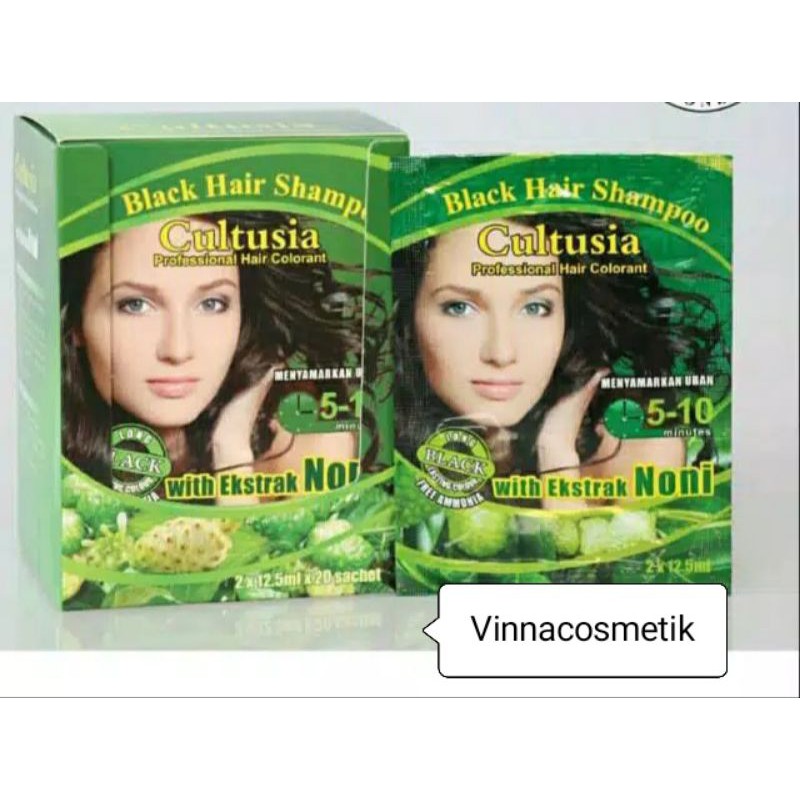 CULTUSIA SHAMPOO NONI BLACK INSTANT ISI 25 ML ORIGINAL 100%~ASLI BPOM(HAIR SHAMPOO HITAM SASET)