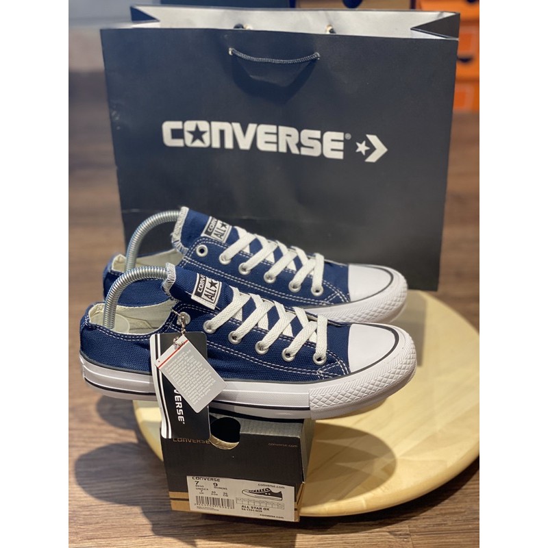 SEPATU CONVERSE PREMIUM CASUAL PRIA WANITA OX CLASSIC BIRU NAVY LOW DRES